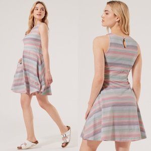PACT Organic Cotton Striped Fit Flare Tank Dress